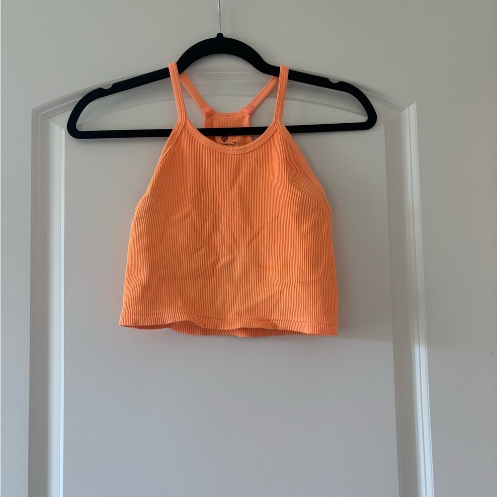 Free People Orange Ribbed Crop Top